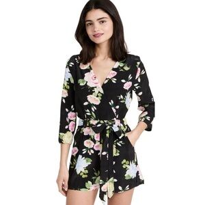 Yumi Kim Floral State of Grace Black Liz Romper Size Small